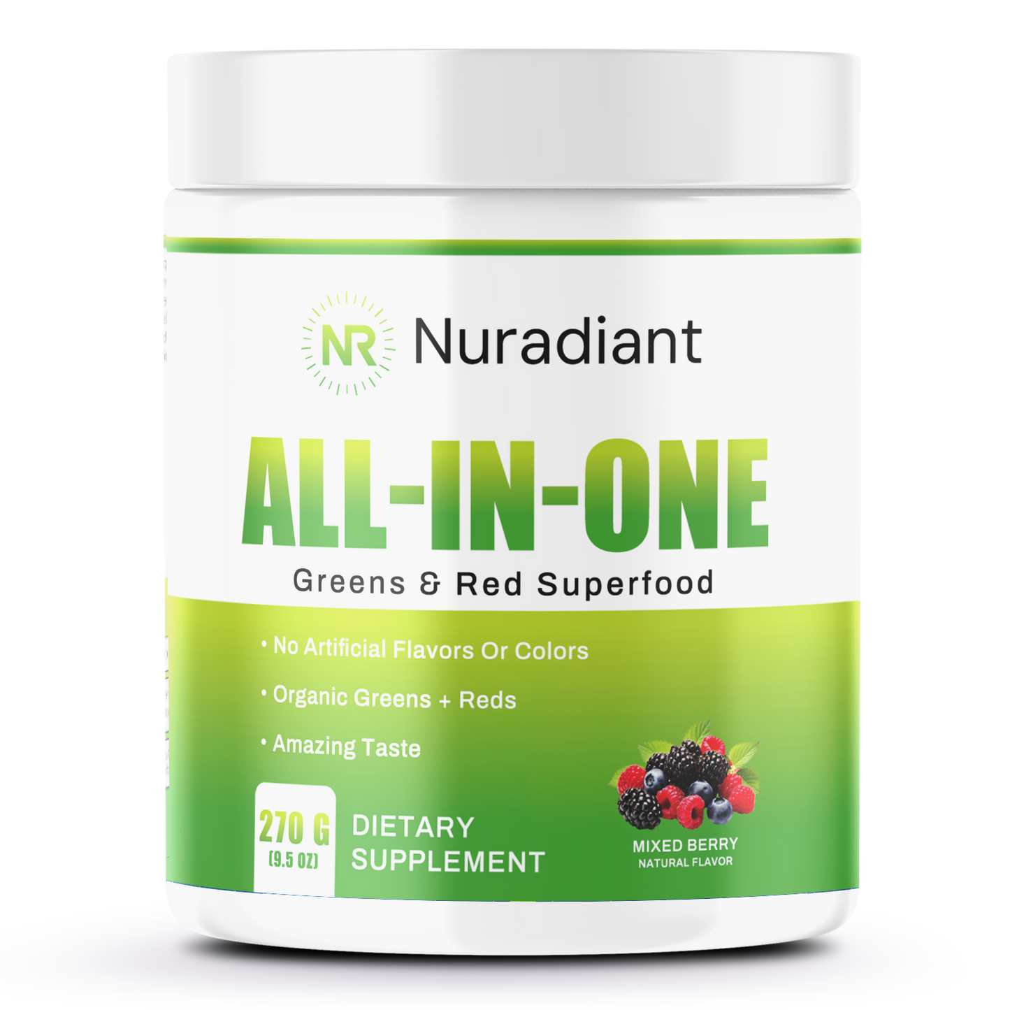 All - In/One Greens & Red SuperFood + Immune 270g Mixed Berry w/Natural Flavo