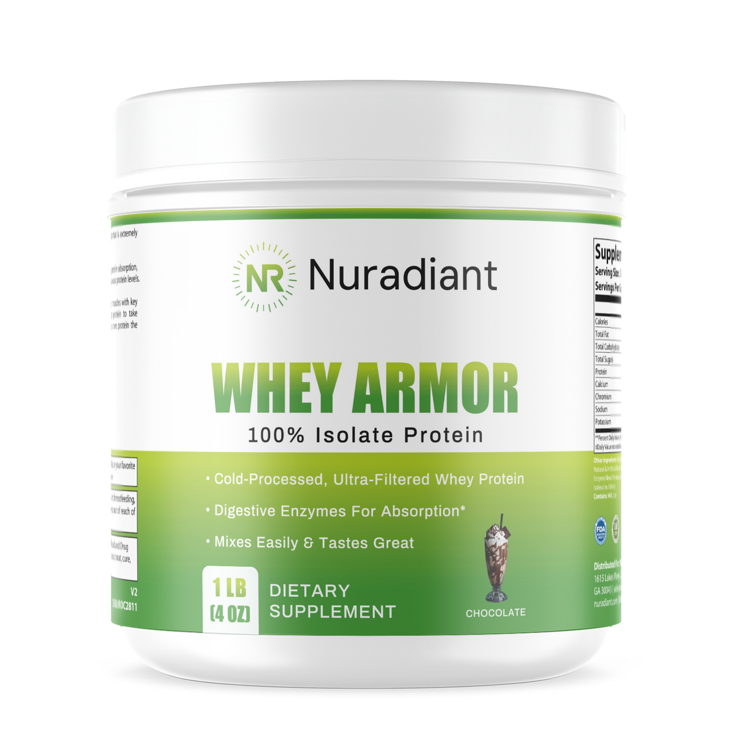 1lb 100% Whey Armor Isolate Protein Chocolate
