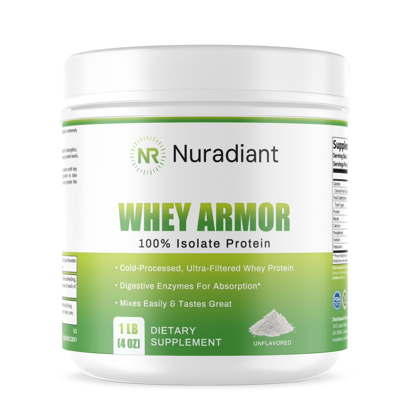 1lb Whey Armor Isolate Protein Unflavored