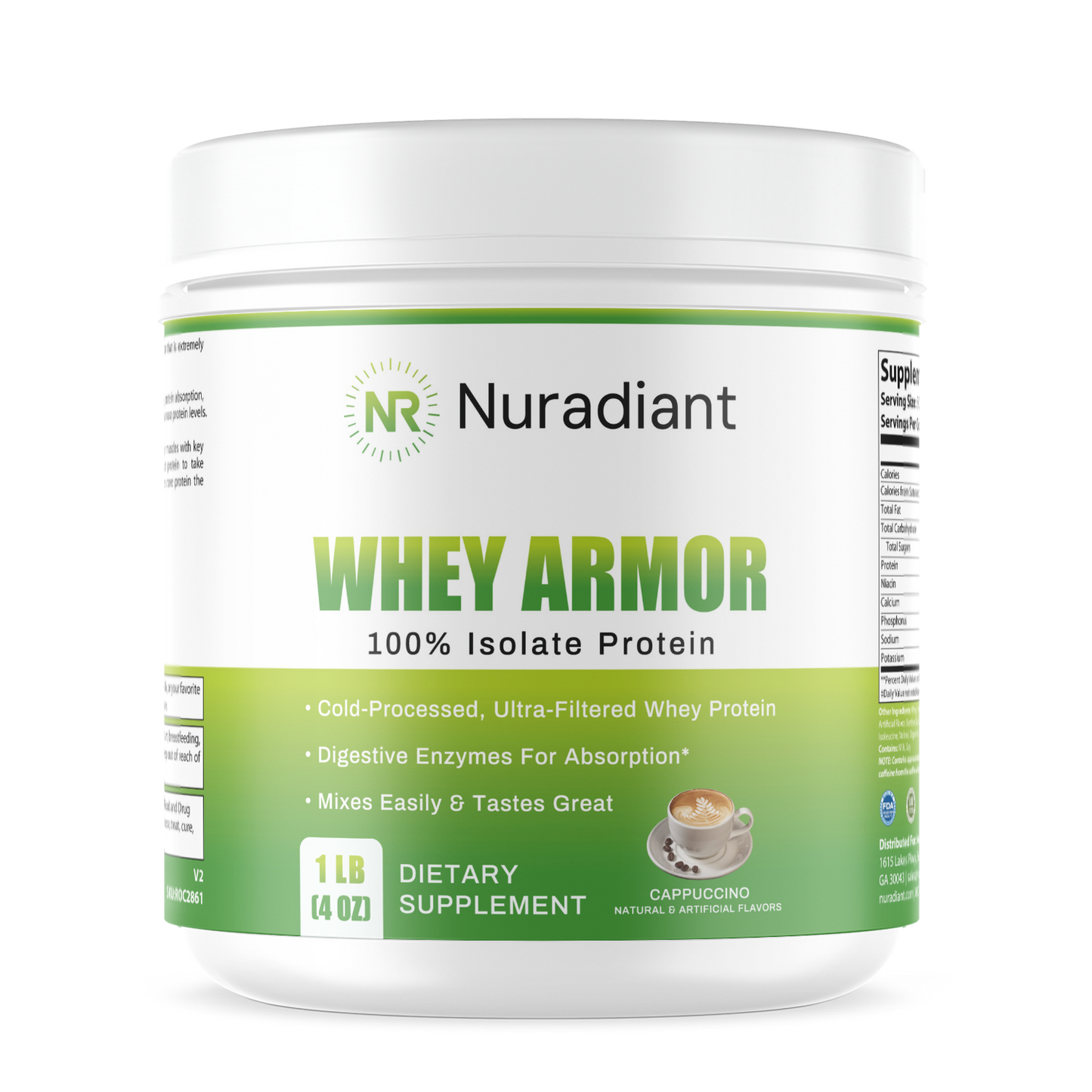 1lb 100% Whey Armor Isolate Protein Cappuccino
