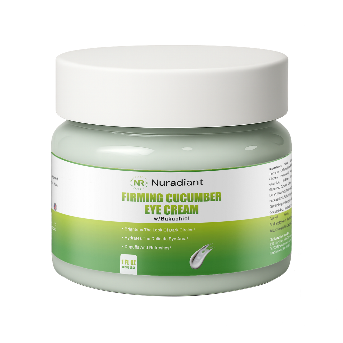 Firming Cucumber Eye Cream w/Bakuchiol, USA Made, Clean & Vegan